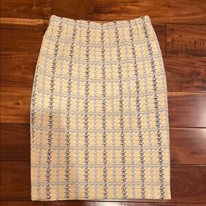 St. John Cream and White Pencil Skirt for Work